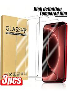 3 Packs HD Tempered Glass Screen Protector, 9H Hardness Anti-Scratch Anti-Drop, Easy Installation, Snug Fit, Case-Friendly, Compatible With IPhone 18 Pro Max / 18 Pro / 17 Pro Max / 17 / 16 Pro Max / 16 / 15 Pro Max / 15 / 14 Pro Max / 14 / 13 / 12 / 11 - Clear - View 1