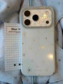 Casing Ponsel Gaya Seksi dengan Hiasan Bintang dan Berlian Imitasi, Kompatibel dengan Apple 17 Pro Max, 16 Pro, 16, 17 Pro, 15 Pro, Pelindung Ponsel Tahan Guncangan Dua Lapisan dengan Perlindungan Penuh yang Kreatif - Putih - View 3