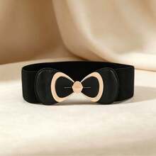 1PC Women Fashion Elastic Decor Waist Belt, Wide Bow Metal Buckle Corset Belt, Gift For Girlfriend For Wedding Banquet Spring Summer Dress Outfit - Bow Knot - View 12