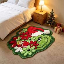 The Grinch 聖誕主題羊絨質感浴室地墊，加厚吸水浴室墊，玄關門墊，聖誕裝飾禮物 - 查看 2