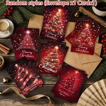 6 Sets Christmas Card Set With Envelopes - Gold Christmas Tree Design - Suitable For Parties, Holiday Greetings, Gifts, Birthdays And Creative Card Making - Multicolor - View 19