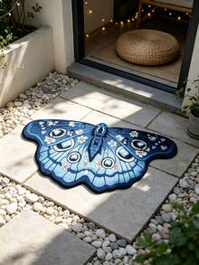 Butterfly Shaped Area Rug, Soft Fluffy Tufted Mat, Blue Floral Moth Pattern, Non-Slip Doormat, Suitable For Bedroom, Living Room, Entryway, Home Decor, Housewarming Gift - Butterfly - View 8