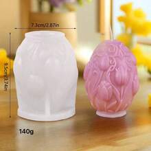 Tulip Scented Candle Silicone Mold, Egg-Shaped Embossed Rose Flower DIY Handmade Soap, Plaster Diffuser Stone, Decorative Candle Mold, Suitable For Easter And Christmas Decoration - Egg-shaped Tulip - View 6