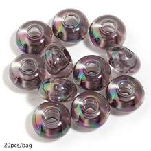 20pcs/Pack 14*8mm Acrylic Transparent Coated Large Hole Flat Beads DIY Phone Chain Necklace Keychain Decoration Loose Beads Handicrafts Home Decor Flat Round Beads - Transparent Plated Large Hole Flat Bead - View 10