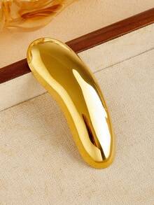 Irregular Curved Bean‑Shaped Brooch Pins,Gold & Silver Tone Smooth Metal Lapel Pin Minimalist Suit Collar Decor Brooches For Women - Geometric - View 4