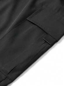 Men's Sports Cargo Pants, Loose Fit Wide Leg Drawstring Pants With Zipper Pockets, For Fitness And Outdoor - Black - View 9