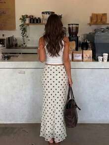 Buzzelle French Polka Dot Belt Lace Patchwork Sexy Slim Fit Midi Dress Vacation Style - Apricot - View 4