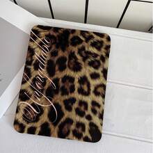 1pc Faux Fur Leopard Print Unforgettable Cursive Letter Print Three-Fold Protective Case Auto Sleep Wake Shockproof Clear Back Tablet Cover Compatible With IPad 10th Gen Smart Case/11(A16 2025)/Compatible With Samsung Galaxy S9/S7/S10+/Compatible With Xiaomi/Compatible With Huawei - Multicolor - View 5