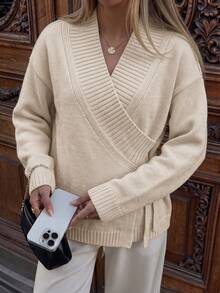 Women's Autumn Fashion Street Style Apricot Long Sleeve Cardigan Sweater - Apricot - View 11