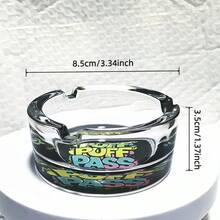 Creative 'PUFF PUFF PASS' Letter Pattern Glass Ashtray, 3.34 Inch Round Ashtray, Decorative Ornament Ashtray, Holiday Gift For Friends, Christmas Gift - PUFF PUFF PASS - View 4