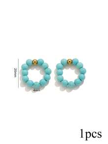 1 Pc Stainless Steel Natural Stone Beads With Elastic Spacer Beads, Bohemian Style, DIY Handmade Jewelry For Women's Everyday And Party Wear - Bead - View 8