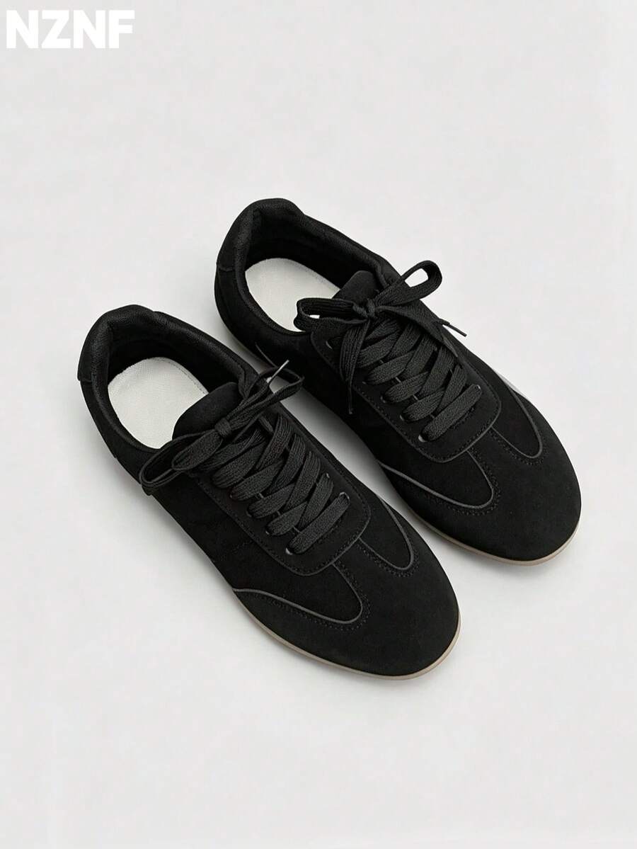 NZNF Premium Flat German Training Shoes For Women, New Autumn Versatile Sneakers To Match Skirts - Black - View 1