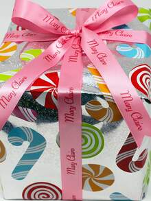 Personalized Gift Wrapping Ribbon, Custom Name Text Satin Ribbon, DIY Christmas Wedding Birthday Present Packaging Decoration Supplies - Multicolor - View 5