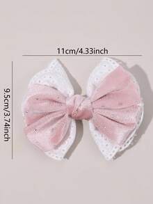 2pcs Pink Lace Bow Hair Clips, Shiny Rhinestone Satin Bow Hair Clips, Sweet Pastoral Style Hair Accessories For Girls And Teenagers, Daily, Vacation, Party Wear, Gift - Pink - View 11