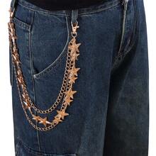 1pc Personalized Starry Double-Layer Metal Pants Chain, Hot Girl Sweet & Cool Style Metal Pants Chain Accessory - Gold - View 4
