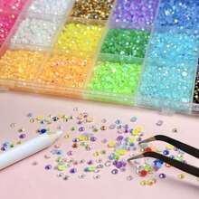 22000pcs Resin Dazzling Rhinestones With Tweezers | Multicolor 3mm Handmade Rhinestones, Suitable For DIY Crafts, Clothing, Water Bottles, Shoes DIY Creation - Multicolor - View 6