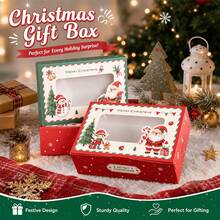34/68/102pcs Christmas Window Decoration Gift Box Set, (Red Christmas And Green Christmas), Featuring Santa Claus And Snowman Patterns-Pre-Assembled Party Gift Box, Suitable For Christmas Decorations, Includes Christmas Stickers - Multicolor - View 9