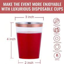 20pcs 10OZ Clear Plastic Cups, Cocktail Cups, Ice Cream Cups, Champagne Cups - Rose Gold - View 8