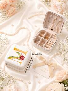 Kotak Penyimpanan Perhiasan Portabel Kecil dari Kulit PU untuk Anting-anting, Kalung, Cincin, dan Gelang Wanita - Kotak Perhiasan Bunga yang Elegan - View 10