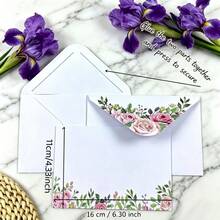 20pcs Vintage Floral Print Kraft Paper Envelope Set, Rustic Flower Pattern Greeting Cards Envelopes For Thank You Notes Wedding Invitation Birthday Party DIY Craft Stationery Supplies - View 3