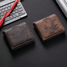 1pc Men's Fashion Vintage Short Wallet, Slim Casual Zipper Soft Leather Wallet With Multiple Card Slots And Large Capacity, PU Credit Card Holder, Small Zipper Coin Pouch With Zipper And Button Closure, Business Wallet, Ideal Gift For Men - Multicolor - View 9