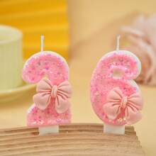 FIFA Bowknot Decor Atmospheric Candles, Birthday Party Celebration Decoration, Exquisite Design Atmosphere Accent, Also Suitable For Anniversary Theme Arrangement, Birthday Ceremony Decor, Gift Party Atmosphere Decoration Props - Multicolor - View 2