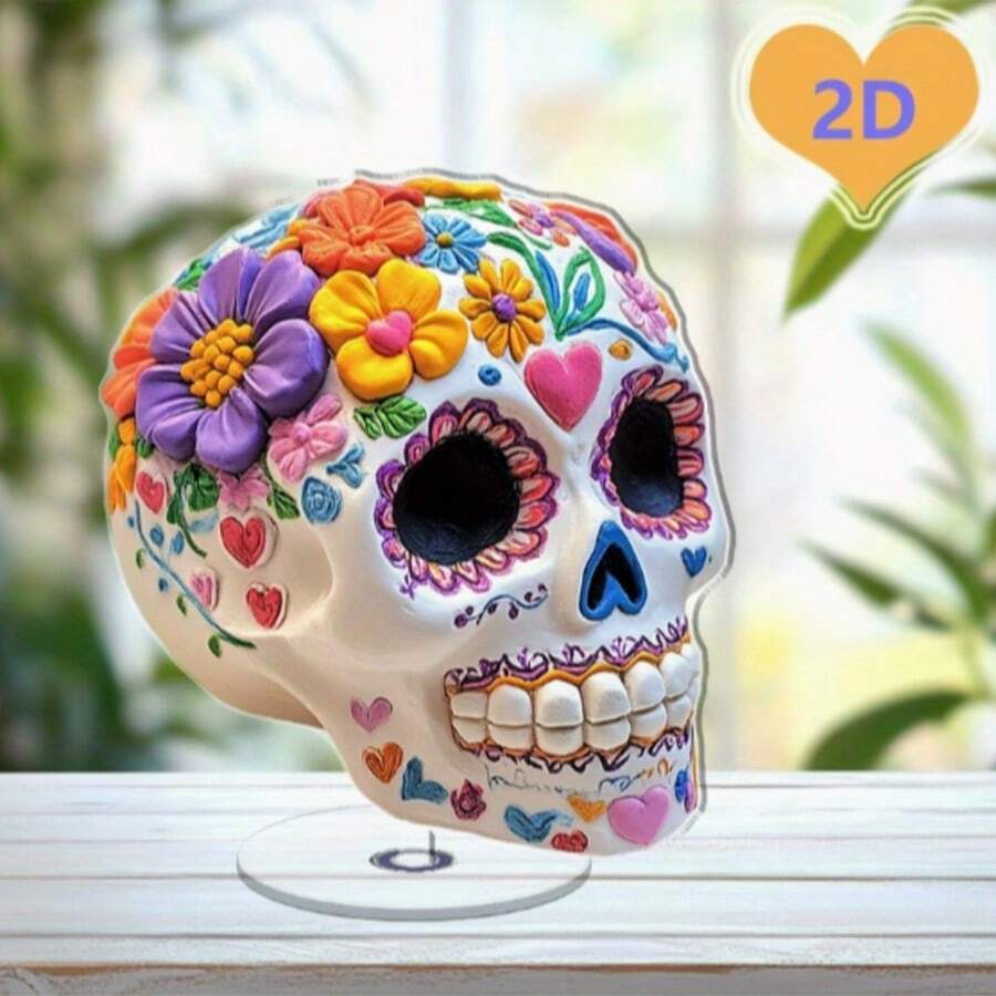2D Acrylic Desktop Decor, Day Of The Dead Halloween Home Party Decoration - C - View 1