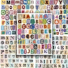 378pcs Vintage Letter & Number Stickers, Mixed Font Collage Style Suitable For Journals, Photo Albums, Laptops, Phone Cases And Gift Boxes, Perfect For Stationery Lovers, Creatives And Collectors - Alien - View 3