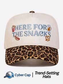 1pc Women's "HERE FOR THE SNACKS" Trucker Hat Adjustable Design Stylish Embroidered Five-Panel Cap Perfect For Casual Wear, Parties Travel - Multi-color - View 2