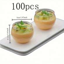 1/10/20/30/50/60/80/100pcs Clear Round Mini Dessert Cups, Spherical Transparent Cups With Excellent Clarity And Texture, Suitable For Ice Cream, Jelly, Pudding, Desserts, DIY Storage, Party Decorations, Home Gathering Creative Platter Display Container Set - Clear - View 15