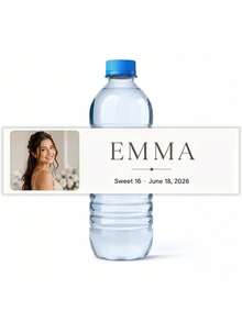 1pc Custom Photo Text Water Bottle Labels, Self‑Adhesive Personalized Bottle Stickers, Wedding Birthday Graduation Brand Event Party Decoration Favors - Multicolor - View 8