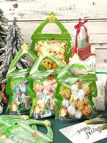 30 Kantong Kado Berbentuk Pohon Natal dengan Rusa Kutub - Kantong Snack Plastik dengan Resleting dan Pegangan, Dapat Ditutup Kembali, Cocok untuk Permen, Hadiah Pesta Liburan, dan Kado - beraneka warna - View 6