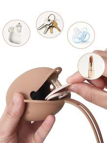 1pc Silicone Pacifier Storage Box, Can Be Hung On Stroller/Diaper Bag, Dust-Proof And Dirt-Proof Storage Box For Earphones, Keys, Coins, Etc. - 1pcs - View 4