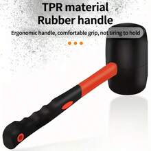 1pc Multi-Function Double-Head Rubber Mallet, High Elasticity Non-Slip Fiber Handle, Quiet Impact Without Damaging Surface, Suitable For Flooring And Tiles Multi-Purpose Tool - Lightweight - View 6