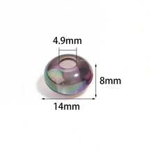 20pcs/Pack 14*8mm Acrylic Transparent Coated Large Hole Flat Beads DIY Phone Chain Necklace Keychain Decoration Loose Beads Handicrafts Home Decor Flat Round Beads - Transparent Plated Large Hole Flat Bead - View 6