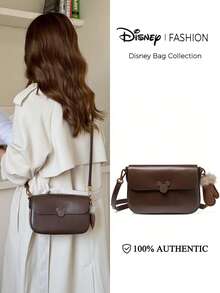 Disney Fashion Solid Color Crossbody Bag, Shoulder Bag, Large Capacity Lightweight Versatile, Exclusive IP Accessory, Women's Gift Choice - Brown - View 5
