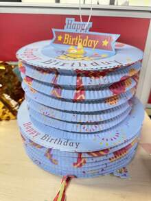 Cartoon Birthday Cake Foldable Piñata, Unicorn/Pony/Candy/Jungle Animal Theme, Birthday Party Foldable Piñata, Fillable With Candy Gifts, Paper Party Game Prop - B - View 6