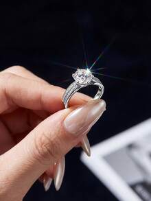 1 buah Cincin Moissanite Berkilau 1 CT Enam Cakar Starlight Sempurna untuk Pertunangan dan Pemakaian Harian Wanita - Cincin Moissanite Enam Cakar-1CT - View 2