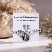 1pc Customized Photo Memorial Bracelet, Personalized Photo Bracelet, Memorial Gift For Loved Ones, Condolence Gift, Adjustable Bracelet, Photo Style Condolence Gift, Angel Wings Memorial Jewelry - Silver - View 5