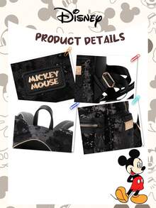 Disney Mickey Sequin Mini Backpack, Black Sequin With Mickey Ear Decoration - Black - View 9