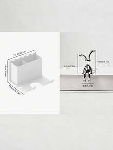 Cute Optional Rabbit Decor Included Wall Mounted No Drill Self‑Adhesive Hair Dryer Holder, Space‑Saving Bathroom Storage Organizer Rack, Multifunctional Shelf For Combs Toiletries Hair Care Tools, Ideal For Home Bathroom Hotel Apartment Dormitory - Multicolor - View 11