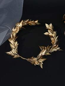 1pc Greek Goddess Gold Leaf Headband, Vintage Laurel Leaf Hair Accessory For Bride, Wedding, Prom, Evening Party - Gold - View 6
