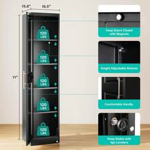 71" Tall Narrow Storage Cabinet With 1 Door And 5 Shelves,Slim Kitchen Pantry Cabinet,Black Metal Bathroom Cabinets,Large Cupboard For Home,Kitchen,Laundry,Bathroom - White - View 8