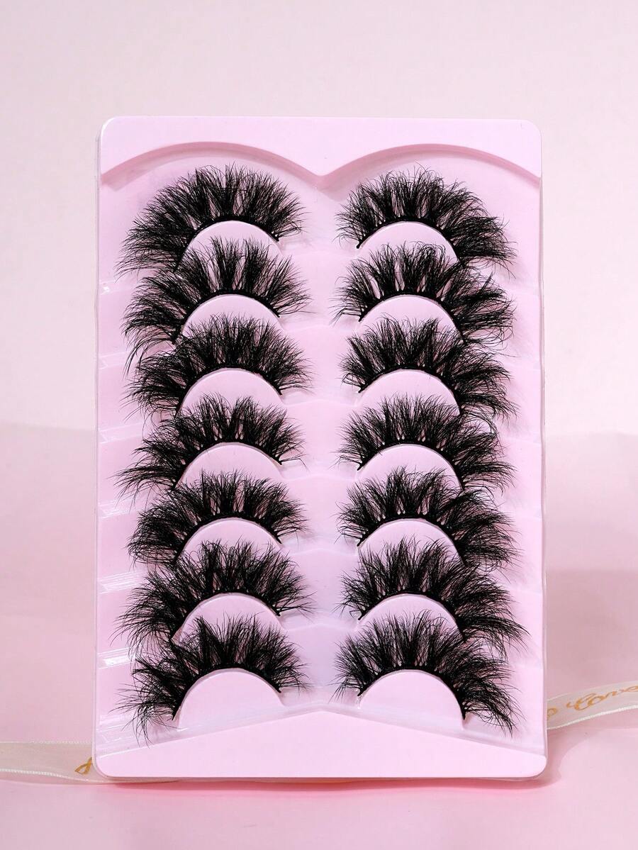 7 Pairs Thick Voluminous False Eyelashes For Bold Eye Makeup Look - View 1