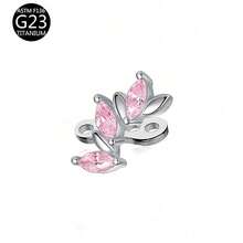 1Pc Pink Series G23 Titanium CZ Inlaid Dermal Anchor Hypoallergenic Body Piercing Jewelry For Daily Wear - Pink - View 10