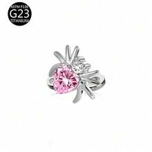 1Pc Pink Series G23 Titanium CZ Inlaid Dermal Anchor Hypoallergenic Body Piercing Jewelry For Daily Wear - Pink - View 17