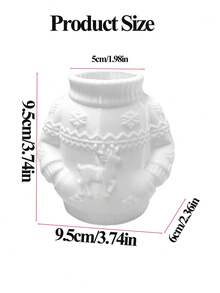 White Sweater Reindeer Desktop Storage Bucket, Christmas‑Style Embossed Makeup Brush Organizer Jar, Vanity Beauty Tool Holder, Holds Scissors Combs Small Trinkets, Vibe Storage Decor For Bedroom Bathroom - Multicolor - View 5