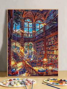 DIY Magical Fantasy Library (Frameless 8x12 / 16x20 Inches) Paint By Numbers Kit (Acrylic) Arts & Crafts For Adult Beginners, Home Wall Decor, And Holiday Gifts For Relaxation And Creative Joy - Sets - View 1