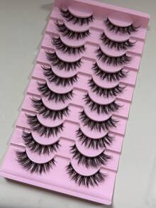 10 Pairs European & American Demon Cartoon Style False Eyelashes, Natural Soft Mixed Thick Multi-Layer Long Crossed 3D Curly Fluffy Eyelashes - Black - View 5