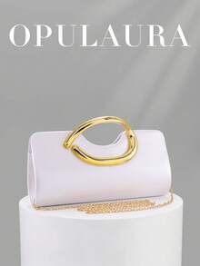 OpulAura 复古纯色手拿包，多功能迷你钱包，时尚PU皮革手提包，适合婚礼、派对、盛会、晚宴和其他场合。 - 白色 - 查看 1